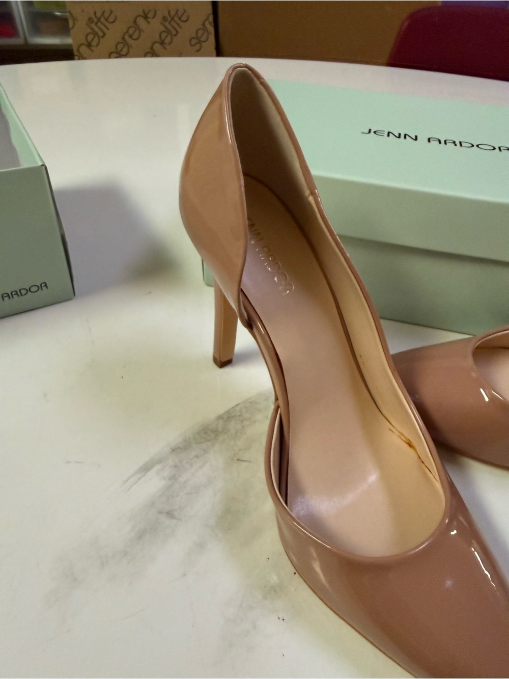 Jenn Ardor Nude Patent Pointed Toe D'Orsay Stiletto Heel Pumps Size 9 - Picture 3 of 8